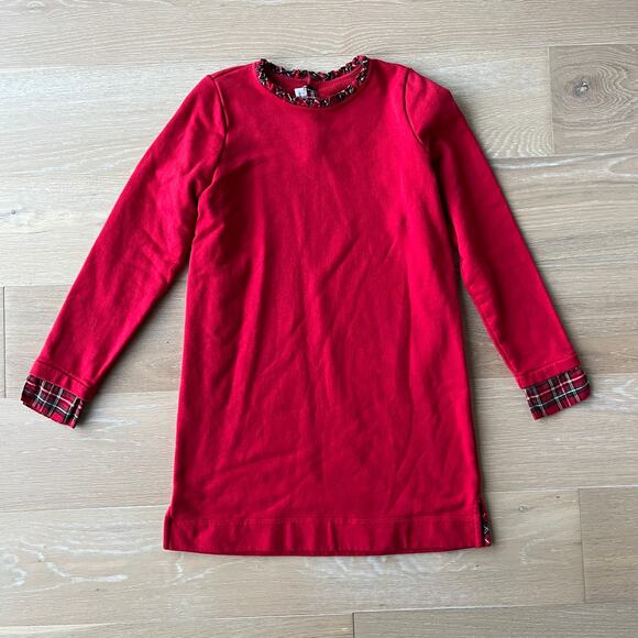 Vineyard Vines Girl's Red Ruffle Neck Sweatshirt Long Sleeve Dress XL 16 - Picture 1 of 5